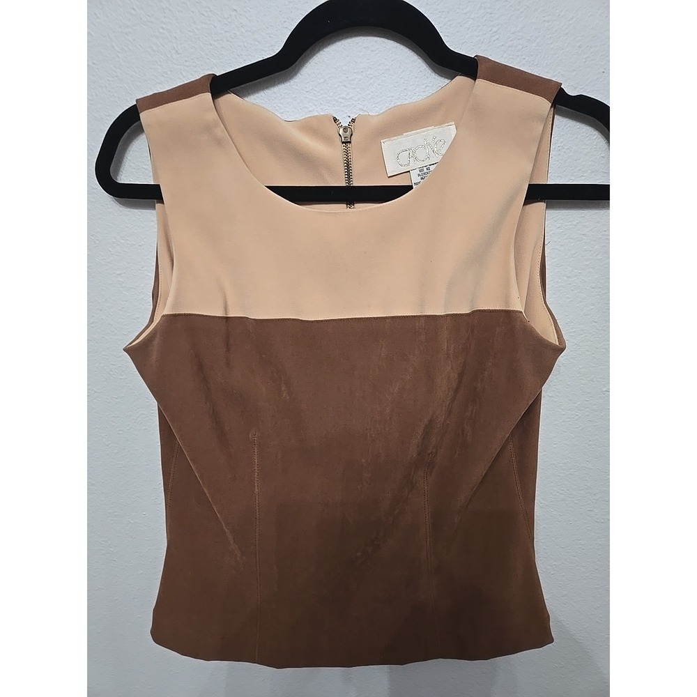 Vintage‎ Y2k 90's Cache Color Block Brown Women's Blouse Top Size 6